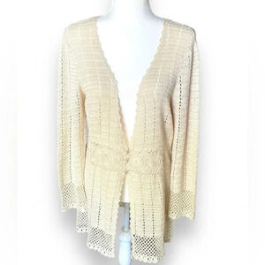 Vintage Nine West *Rare* Linen Blend Crochet Cardigan Sweater
